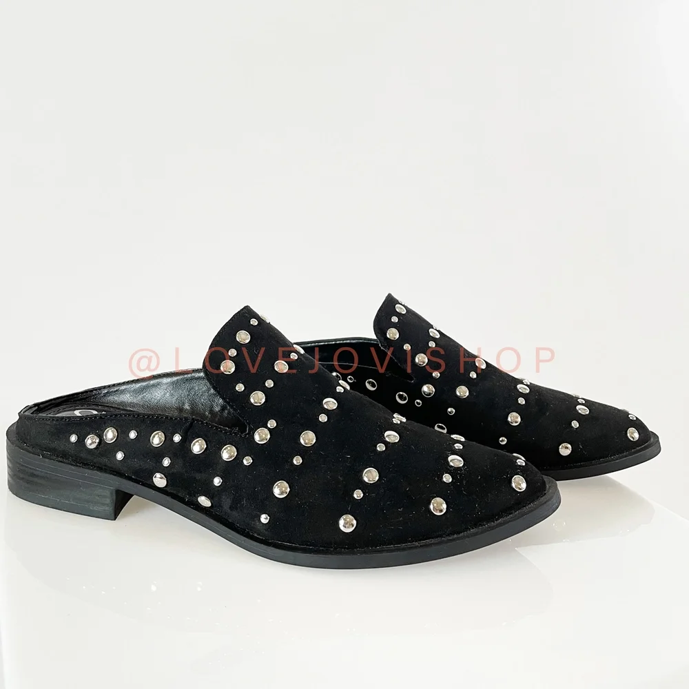 Minimalist | Sam Edelman Studded Mules | Black Flats Slides | Spring Comfort | 8